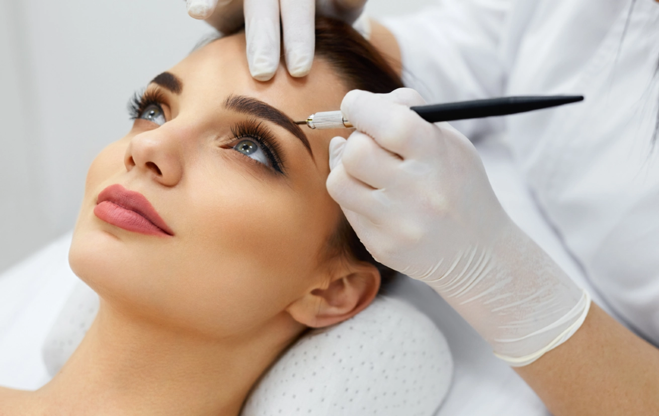 Woman Receiving Microblading